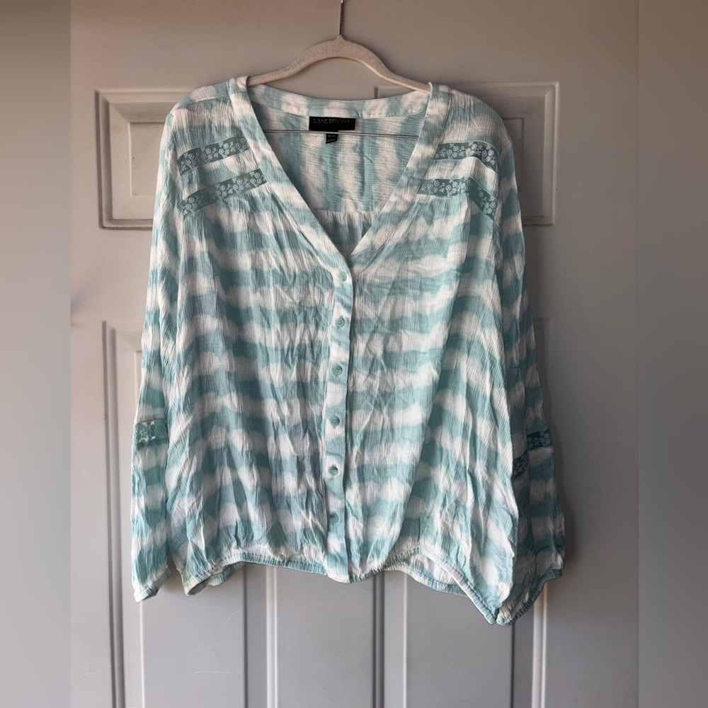 Lane Bryant blue/white boho gauze top size 18/20
